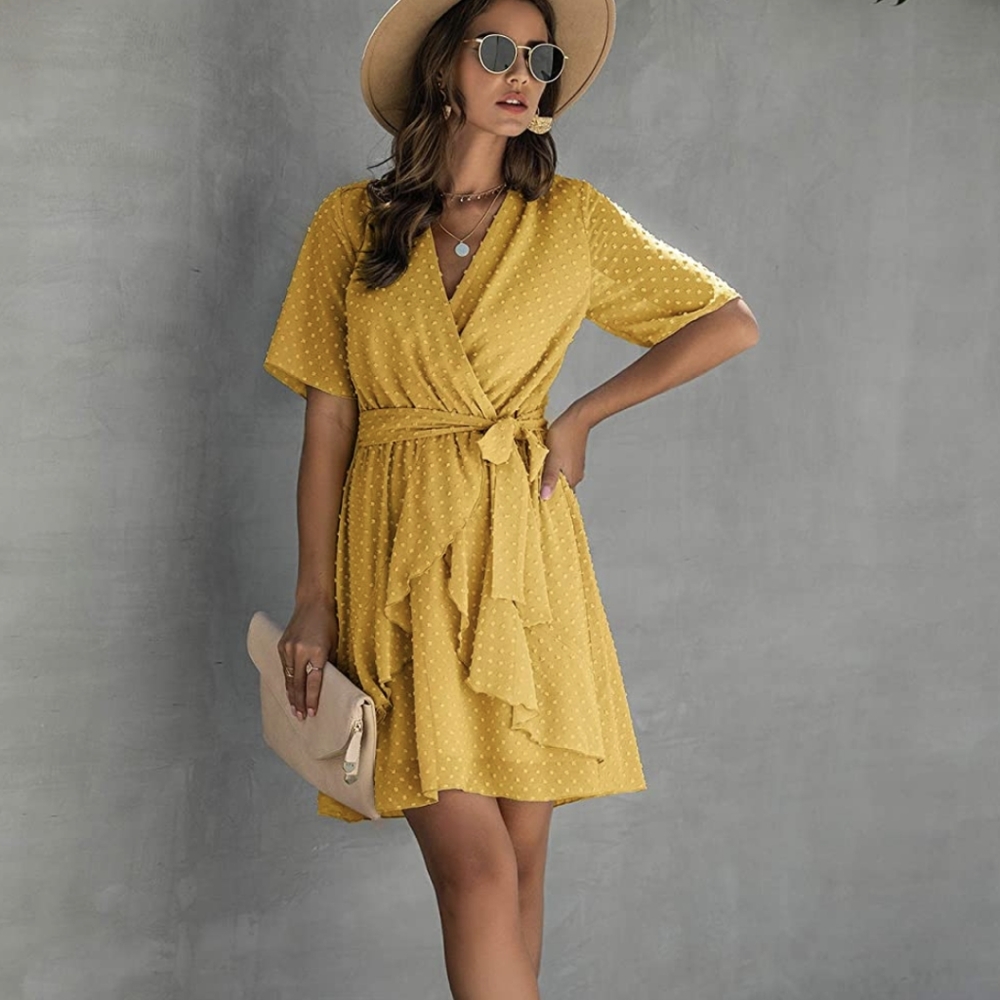 Mustard Short Sleeve Dress